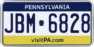 PA license plate JBM6828