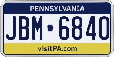 PA license plate JBM6840