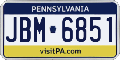 PA license plate JBM6851