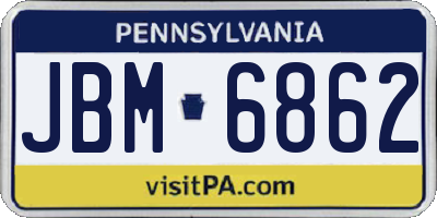 PA license plate JBM6862