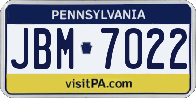 PA license plate JBM7022