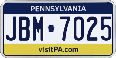 PA license plate JBM7025