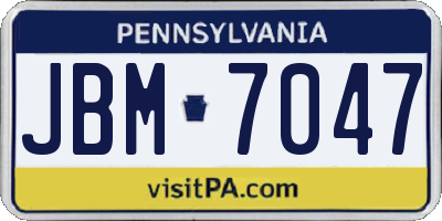 PA license plate JBM7047