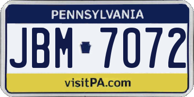 PA license plate JBM7072