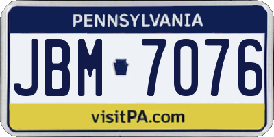 PA license plate JBM7076