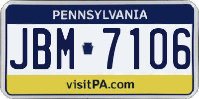 PA license plate JBM7106