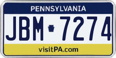 PA license plate JBM7274