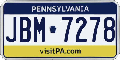 PA license plate JBM7278