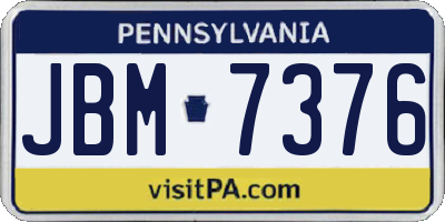 PA license plate JBM7376