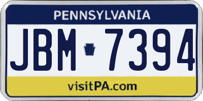 PA license plate JBM7394