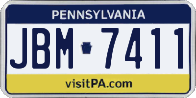 PA license plate JBM7411