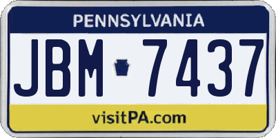 PA license plate JBM7437