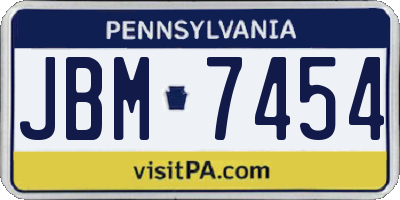 PA license plate JBM7454