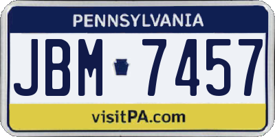 PA license plate JBM7457