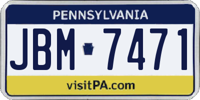 PA license plate JBM7471