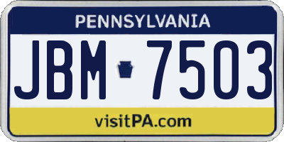 PA license plate JBM7503