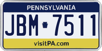PA license plate JBM7511