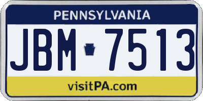PA license plate JBM7513