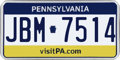PA license plate JBM7514