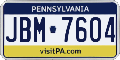 PA license plate JBM7604