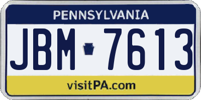 PA license plate JBM7613