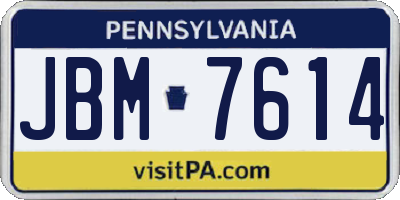PA license plate JBM7614