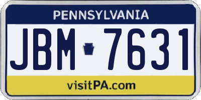 PA license plate JBM7631