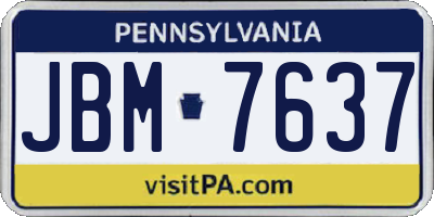 PA license plate JBM7637