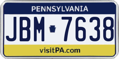 PA license plate JBM7638