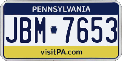 PA license plate JBM7653