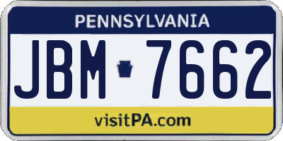 PA license plate JBM7662