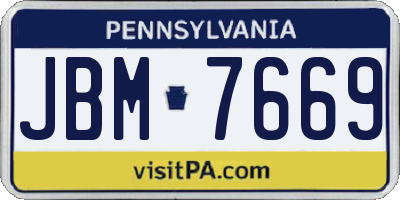 PA license plate JBM7669