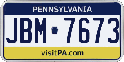 PA license plate JBM7673