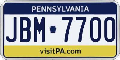 PA license plate JBM7700