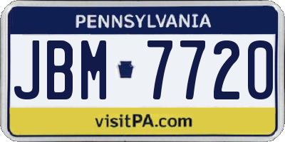 PA license plate JBM7720