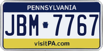 PA license plate JBM7767