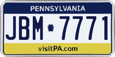PA license plate JBM7771