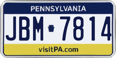 PA license plate JBM7814