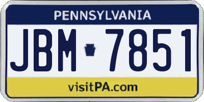 PA license plate JBM7851