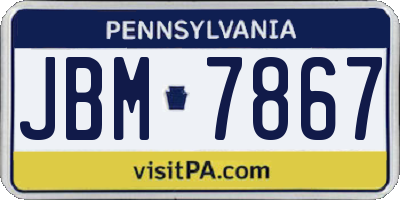 PA license plate JBM7867