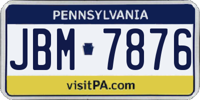 PA license plate JBM7876