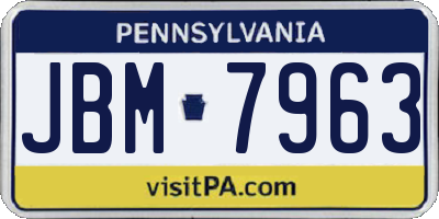 PA license plate JBM7963