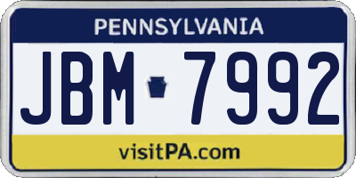 PA license plate JBM7992