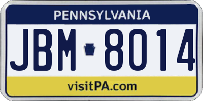 PA license plate JBM8014