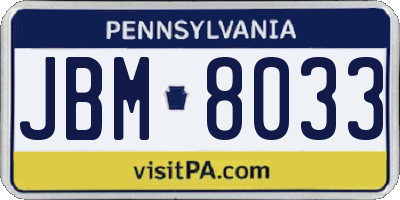 PA license plate JBM8033
