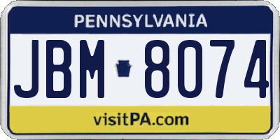 PA license plate JBM8074