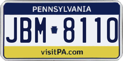 PA license plate JBM8110