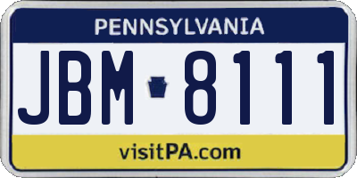 PA license plate JBM8111