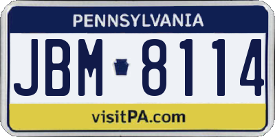 PA license plate JBM8114