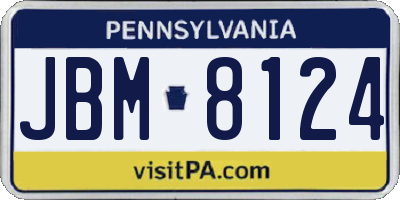 PA license plate JBM8124